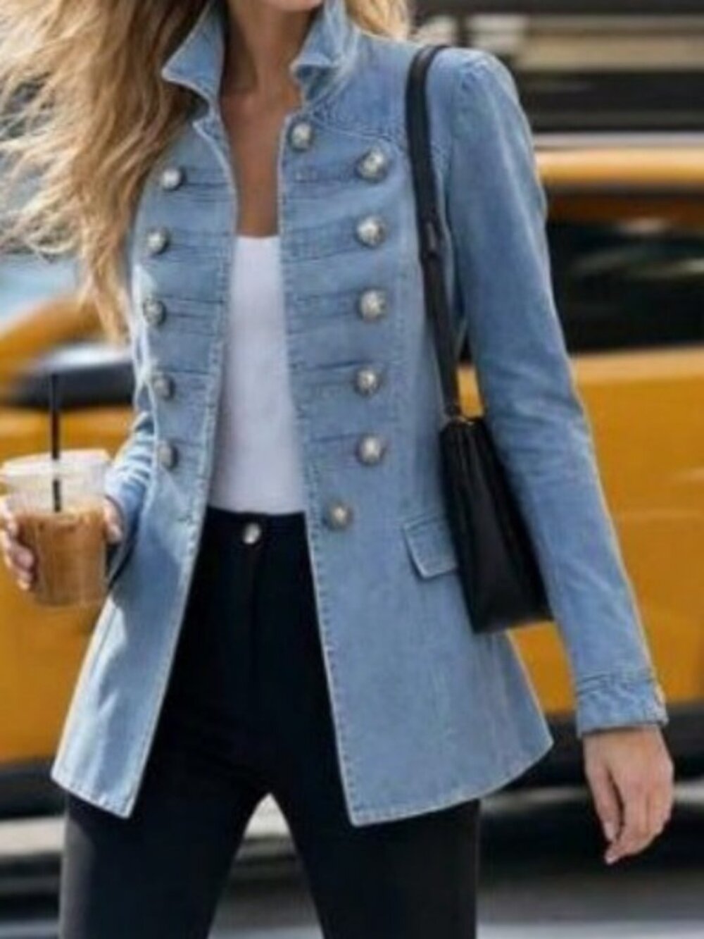 Light Blue Casual Women's Slim Fit Denim Jacket